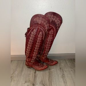 Lane Red Knee High Boots Size 8